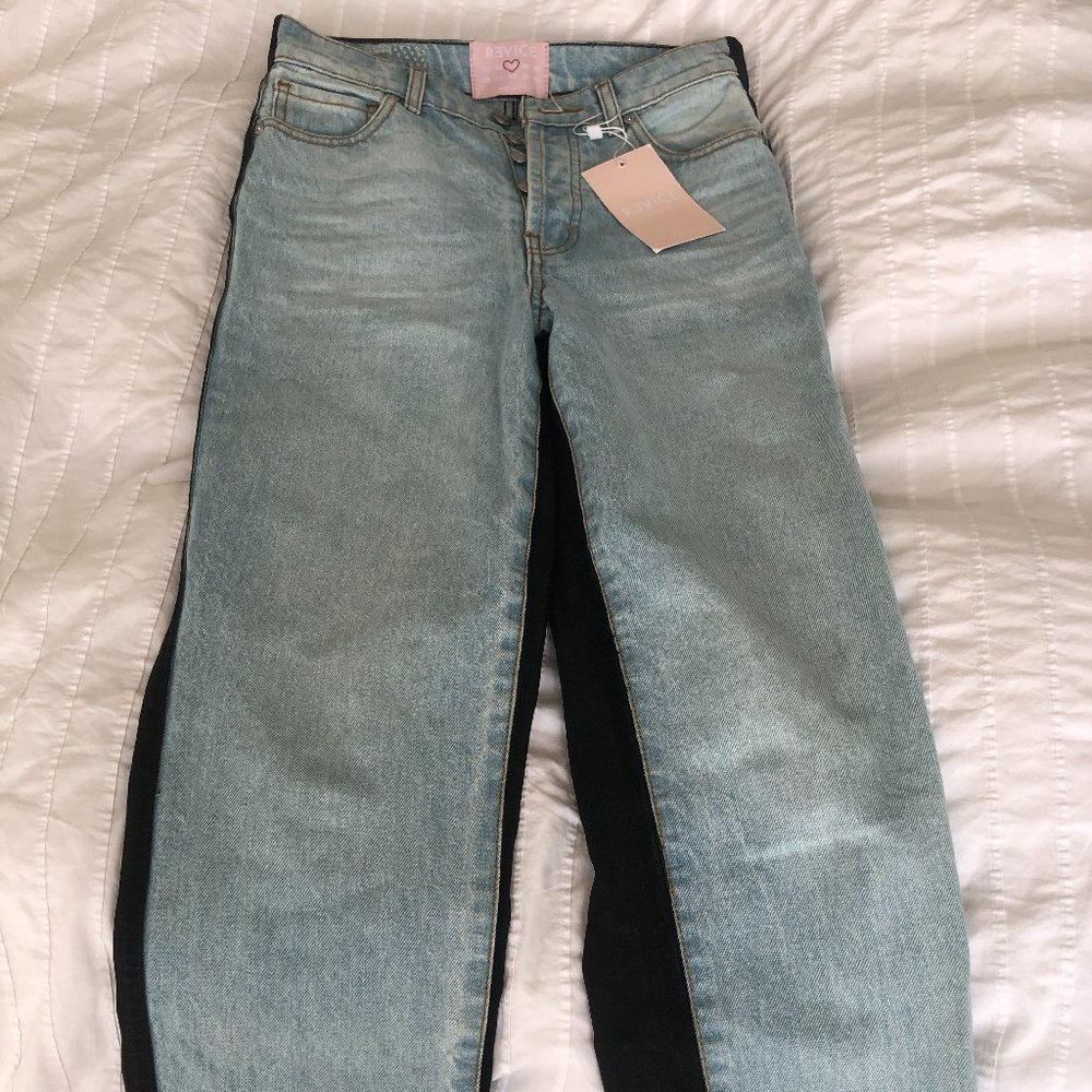 Straight Leg Two- toned Jeans